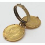 Unusual gold picture locket, formed from two Georgian guineas, enclosing a double picture locket