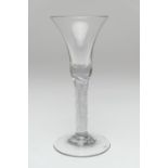 George II air twist wine glass, circa 1750, bell shaped bowl over a multiple strand air twist and