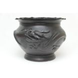 Japanese bronze jardiniere, Meiji (186-1912), cast with a single dragon flying amidst clouds,