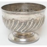Late Victorian silver rose bowl, maker E.G.P., Birmingham 1898, half wrythen fluted bowl over a