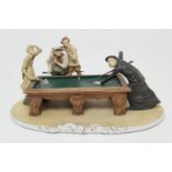 Large Capo Di Monte figure group, late 20th century 'The Billiards Novice', 57cm