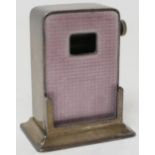 Continental made silver and pink enamelled desk calendar case (incomplete, case only), London import