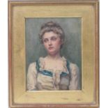 English School (late 19th Century), Portrait of a young woman, half length, watercolour, 36cm x 27cm