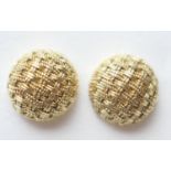 Pair of 18ct gold domed mesh ear studs, retailed by Boodle & Dunthorne, gross weight approx. 3.6g