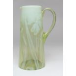 Late Victorian vaseline glass lemonade jug, attributed to James Powell, circa 1900, internally