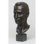 Fullbrook (late 20th Century), bronze bust of a young man, signed, rich brown patination, mounted on