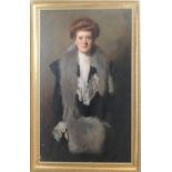 Frank Thomas Copnall (1870-1949), Portrait of a lady in a fox fur stole and muff, signed oil on