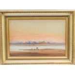 Augustus Osborne Lamplough (1877-1930), on the shores of the Nile, watercolour, signed and
