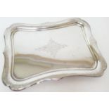 French or Dutch 830 standard silver tray, early 20th Century, shaped rectangular form with foliate