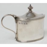 Victorian Scottish silver wet mustard pot, by Hamilton & Inches, Edinburgh 1892, oval section