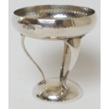Arts and Crafts silver hammered pedestal bonbon dish, by the Barker Brothers, Chester 1914, the bowl