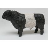 John Harper for Shebeg Pottery, Isle of Man, a Belted Galloway bull, painted mark 'Harper Shebeg I.