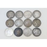 Twelve Victorian crowns comprising 1888 (F), 1893-1897, 1898 x 2, 1900 x 4 (F-VF), weight approx.