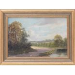 Edward Wilkinson (late 19th century), Pair, river landscapes, oils on canvas, one signed, 15.5cm x