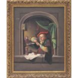 Follower of Gerrit Dou (1613-1675), A scribe, oil on zinc panel, 35cm x 27.5cm