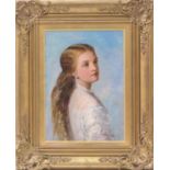 George Frederick Chester (active 1861-89), Portrait of a young girl glancing to her right, oil on