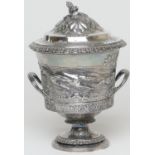 George III silver lidded ice bucket, by Rebecca Emes and Edward Barnard, London 1813, later repousse