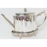 George III silver teapot on stand, by John Langlands I and John Robertson I, Newcastle, 1808/09, the