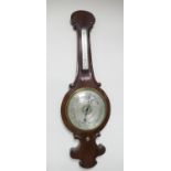 Early Victorian mahogany wheel barometer by Chadburn Brothers, Sheffield, 24cm silvered dial with