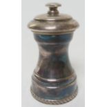 Modern silver pepper mill, Birmingham 1971, traditional waisted form with gadrooned base, height