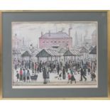 Laurence Stephen Lowry (1887-1976), 'Market scene in a northern town', offset lithograph, signed