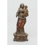 Continental painted carved limewood figure of the Madonna and the Infant Christ, 17th or 18th