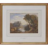 Francis Oliver Finch (1802-1862), reclining figure in a capriccio landscape, watercolour, signed,