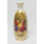 Royal Worcester fruit decorated small vase, by E Townsend, date code for 1925, ovoid form with a
