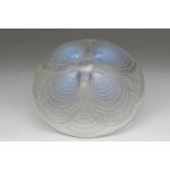 Lalique Coquille bowl, tinted with blue opalescence, moulded mark 'R Lalique', etched mark '206',