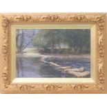 David M Murray (1849-1933), Stepping stones, watercolour, signed and dated 1898, 29.5cm x 44cm