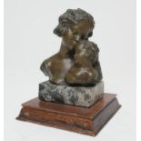 F de Luce (?) (20th Century), Maternity, bronze, signed, with mid brown patination, on a grey marble
