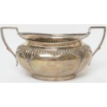 Silver sugar basin, Sheffield 1898, oval melon shape with gadrooned border, fluted at the shoulders,