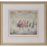 Laurence Stephen Lowry (1887-1976), Sailing Boats, offset lithograph in colours, published 1975,