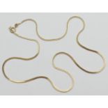 18ct gold herringbone linked necklace, with ring clip, length 50cm, weight approx. 7g