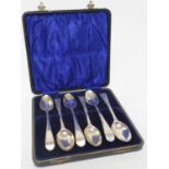 Set of six George III silver teaspoons, by George Smith, London 1783, with bright cut decoration and