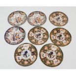 Five Royal Crown Derby china plates, pattern number 1634, circa 1916 and later, 22cm diameter;