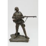 After Richard Caton Woodville, bronze figure 'A gentleman in Khaki', a Boer War soldier holding a