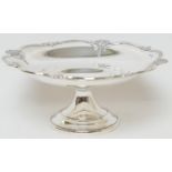 George V silver pedestal bonbon dish, by Walker & Hall, Sheffield 1925, shaped circular shallow form