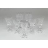 Five Waterford crystal wine glasses, 15cm, and two further Waterford crystal wine glasses, 18cm (7)