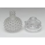 Lalique crystal cactus scent bottle, frosted black bead details, etched mark 'Lalique France', 10cm;