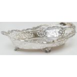 Edwardian silver table basket, by William Hutton & Sons, London 1905, oval form with swing handle,
