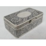 Russian niello silver snuff box, probably Nicholai Alexeyev, Moscow, circa 1908-26, rectangular form
