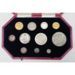 Edward VII specimen coin set, 1902, eleven coin set with sovereign and half sovereign (UNC), in