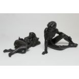 Tom Greenshields (1915-1994), Pair of bronzed resin sculptural bookends 'Girl Reading' and '