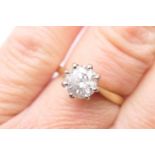 Diamond solitaire ring, round brilliant cut diamond of approx. 1.3cts, estimated as K/L in colour,