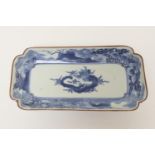 Japanese Arita blue and white dish, Edo Period (late 17th/early 18th Century), rectangular form
