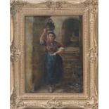 Attributed to Arthur Trevor Haddon (1864-1941), Water carrier, oil on canvas, 39cm x 29cm