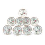 Nine round soup plates