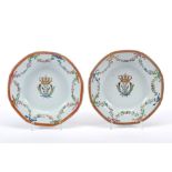 A pair of octagonal soup plates