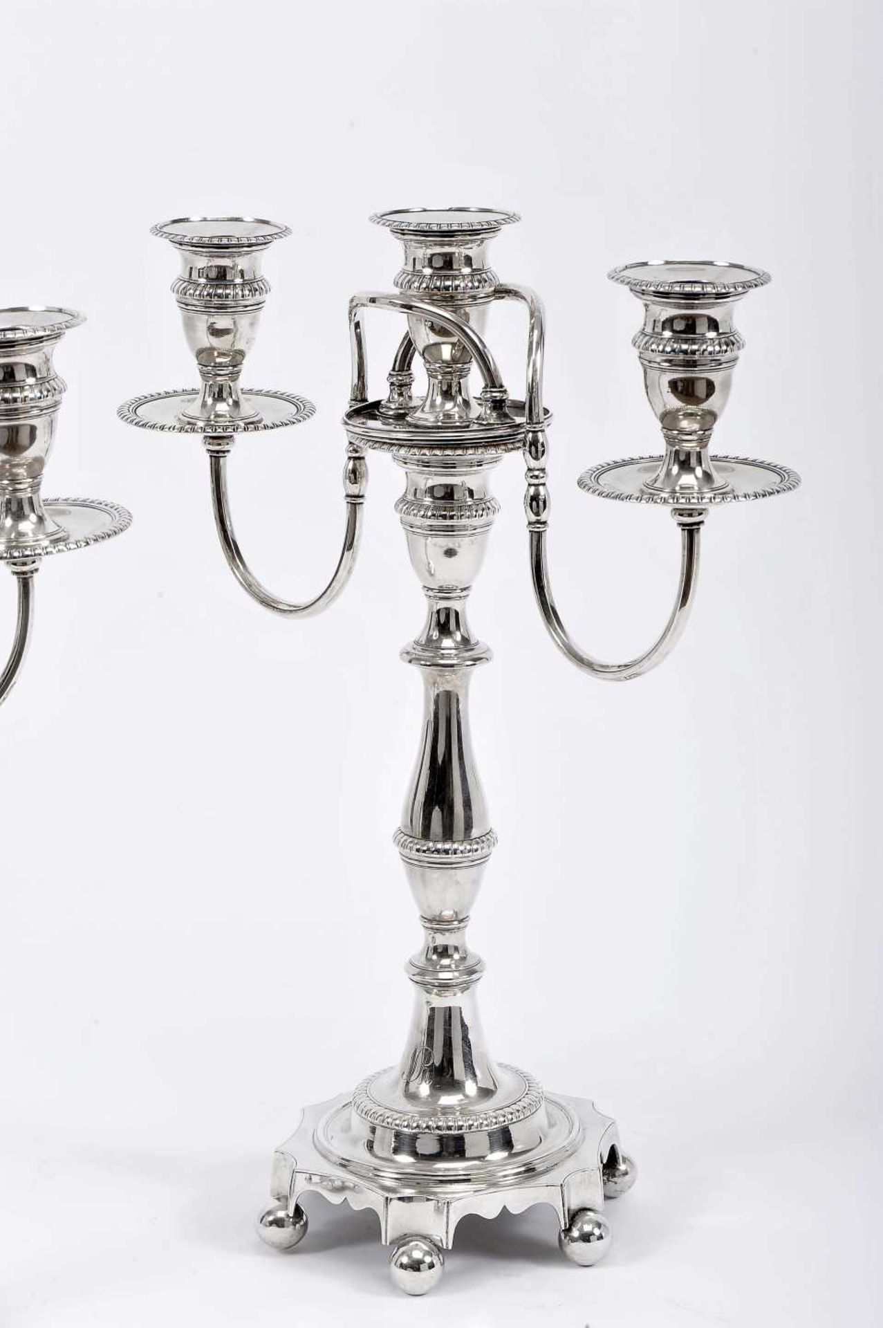 A pair of three-light serpentine candlesticks - Image 3 of 4